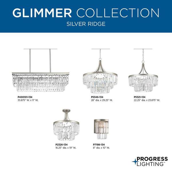 Progress Lighting Glimmer Silver Ridge Glam Linear Kitchen Island Light
