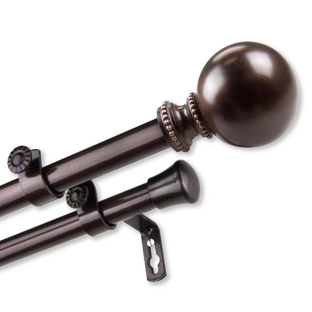 28 in. to 48 in. Adjustable 13/16 in. Stevie Double Curtain Rod in Cocoa