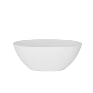 55.02 in. x 29.48 in. Solid Surface Freestanding Soaking Bathtub with Center Drain in Matte White