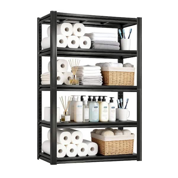 5-Tiers Steel Heavy Duty Freestanding Garage Storage Shelving Unit in Black (47.2 in. W x 72 in. H x 23.6 in. D)