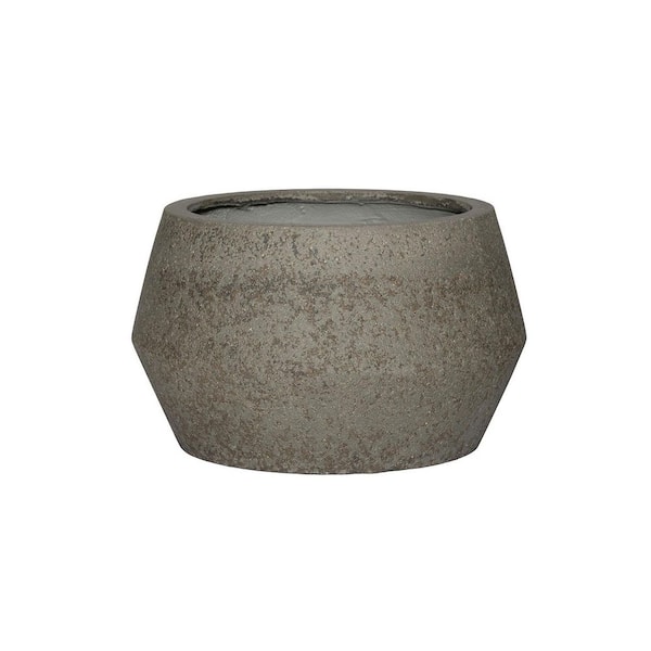Pottery Pots 12 in H Harley Low L Fiberstone Modern Rustic Planter Indoor/Outdoor, Diorite Grey