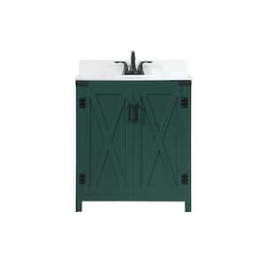 Simply Living 30 in. W x 19 in. D x 34 in. H Bath Vanity in Green with Ivory White Engineered Marble Top