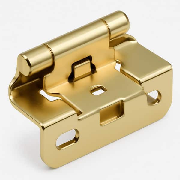 2-1/4 in. Surface Mount Self-Closing Exposed Partial Wrap No Radius Cabinet Hinge in Satin Brass - (Set of 24)
