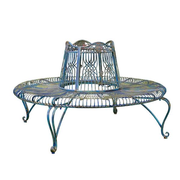 Zaer Ltd International In Round Seater Antique Blue Metal