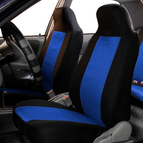 FH Group Sandwich Fabric 47 in. x 23 in. x 1 in. Half Set Front Car Seat Covers, Blue