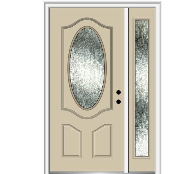 MMI Door 48 in. x 80 in. Left-Hand Inswing Rain Glass Wicker Fiberglass Prehung Front Door on 4-9/16 in. Frame