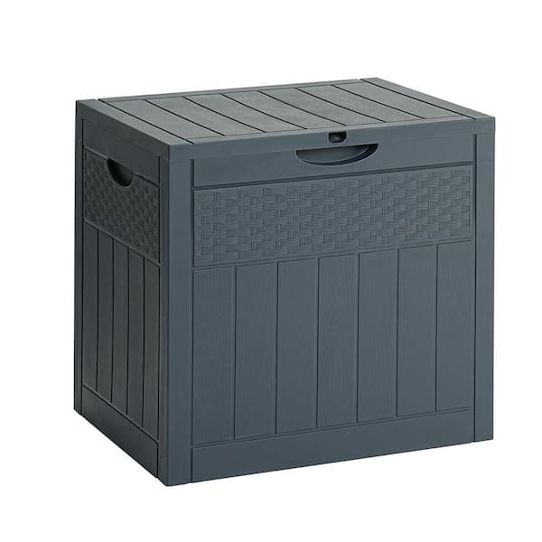 Unbranded 33 Gal. Grey Resin Deck Box with Lockable Lid