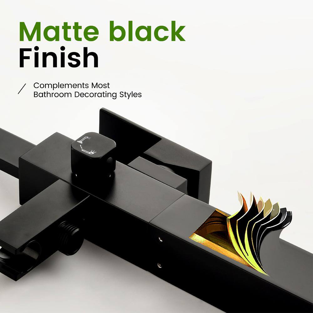 Matte Black Brass Floor-Mounted Freestanding Tub Filler