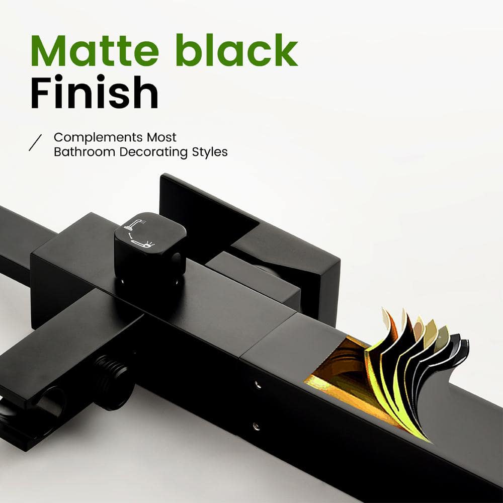 Matte Black Brass Floor-Mounted Freestanding Tub Filler