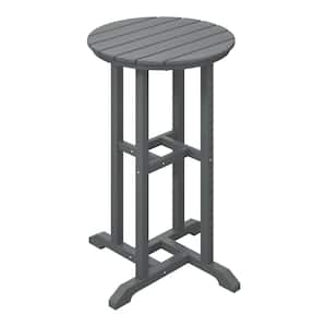 Laguna 24 in. Round Outdoor Dinining HDPE Plastic Counter Height Bistro Table in Gray