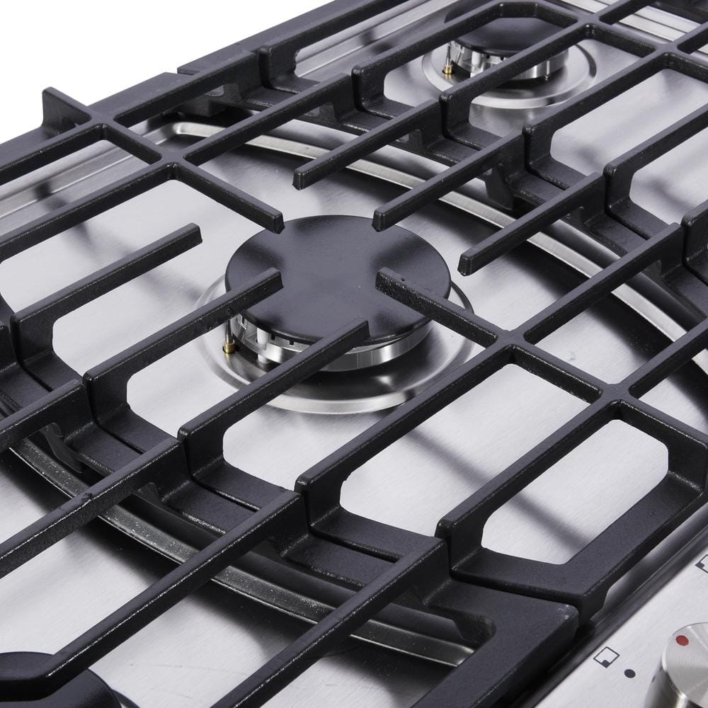 30 Inch Stainless Steel 5-Burner Gas Cooktop with Cast Iron Grates