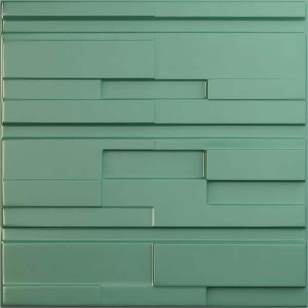 Ekena Millwork 19 5/8 in. x 19 5/8 in. Offset Brick EnduraWall Decorative 3D Wall Panel, Sea Mist (12-Pack for 32.04 Sq. Ft.)