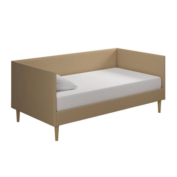 DHP Felicia Tan Linen Upholstered Mid Century Twin Daybed