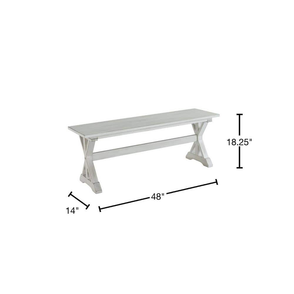 Jamestown Antique White Solid Wood & MDF Farmhouse Dining Bench
