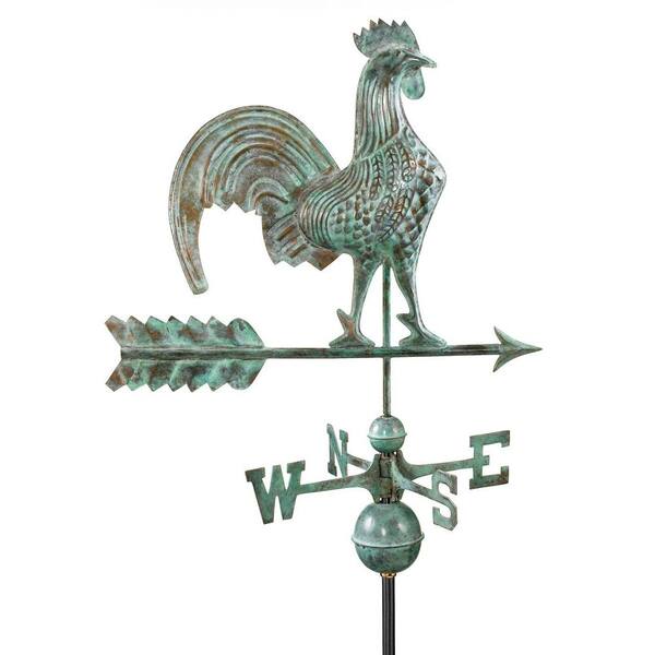 Good Directions 25 in. Rooster Weathervane in Blue Verde Copper-DISCONTINUED