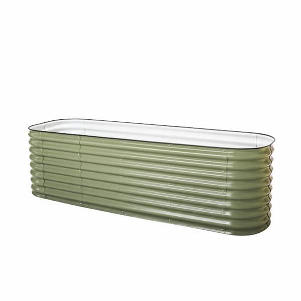 Olive Green Metal Oval Modular 9-in-1 Raised Planter Garden Bed Kits (96 in. L x 24 in. W x 26 in. H)