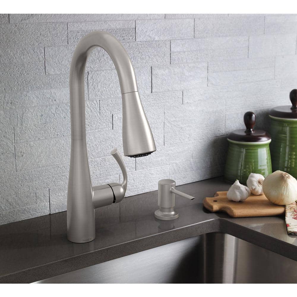 Essie Spot Resist Stainless Steel Pull-Down Kitchen Faucet with Soap Dispenser