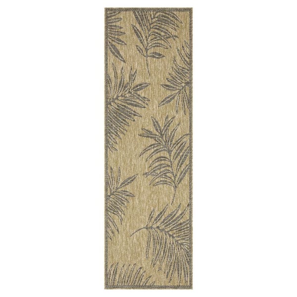 Liana Jute and Black 2 ft. x 8 ft. Indoor/Outdoor Area Rug