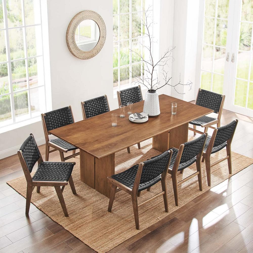 Amistad 86" Walnut Solid Wood Farmhouse Dining Table