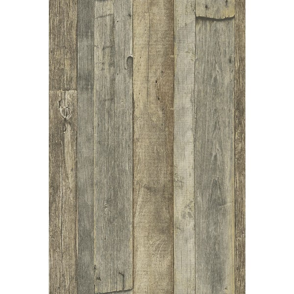 Unbranded Woods and Wicker Collection Beige Reclaimed Wood Effect Matte Finish Vinyl on Non-Woven Non-Pasted Wallpaper Sample