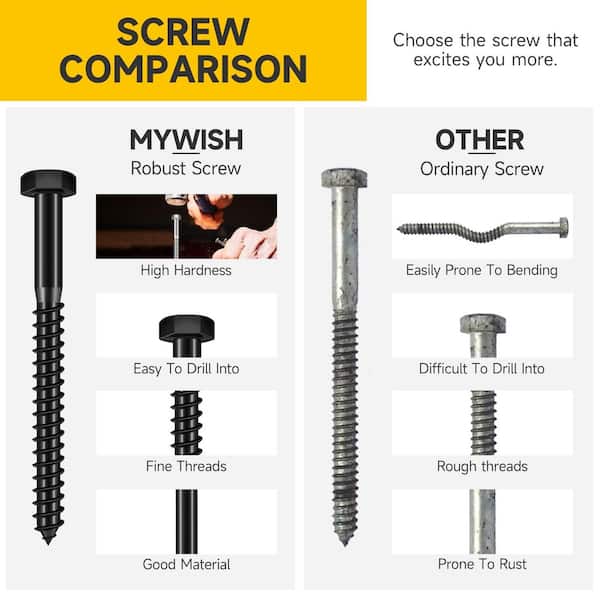 3/8 in. x 6 in. Stainless Steel Hex Drive Hex Head Lag Screws, Black Oxide (8-Pack)