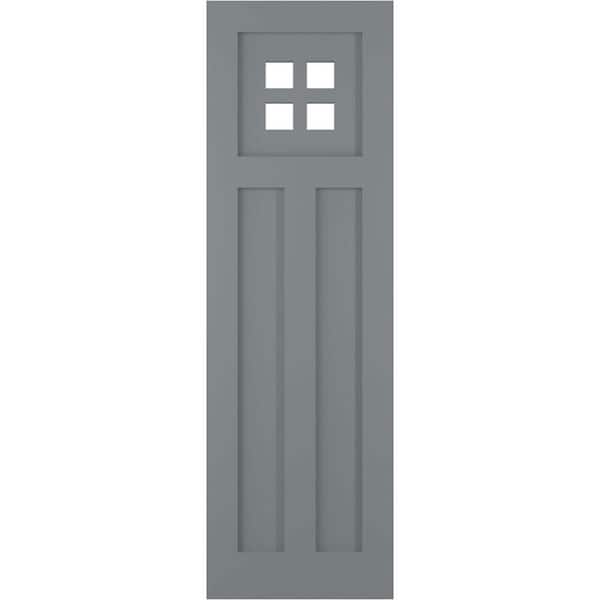 Ekena Millwork 12 in. x 51 in. True Fit PVC San Antonio Mission Style Fixed Mount Flat Panel Shutters Pair in Ocean Swell