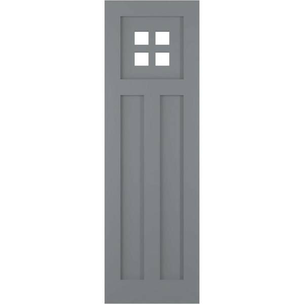 Ekena Millwork True Fit 18 in. x 70 in. PVC San Antonio Mission Style Fixed Mount Flat Panel Shutters, Ocean Swell (Per Pair)