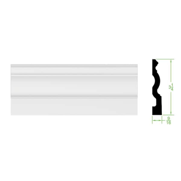 TRIMFINITY WG 322 5/8 in. x 3 1/4 in. x 96 in. Finished EcoPoly Interior Polystyrene Base Moulding