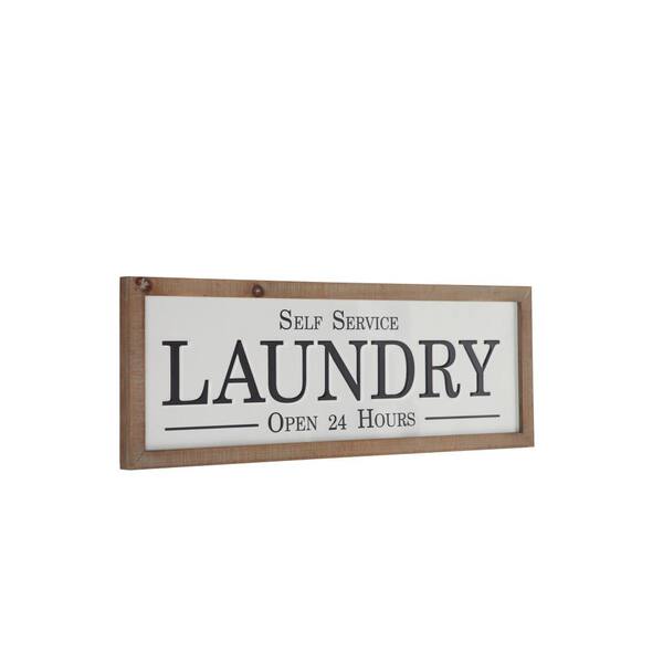 Litton Lane Metal White Laundry Sign Wall Decor 53649 - The Home Depot