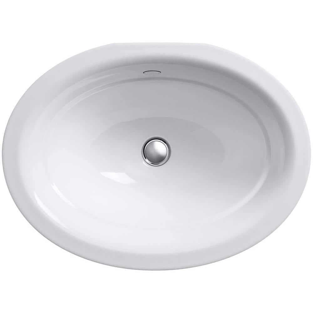 Serif White Cast Iron Oval Undermount Bathroom Sink