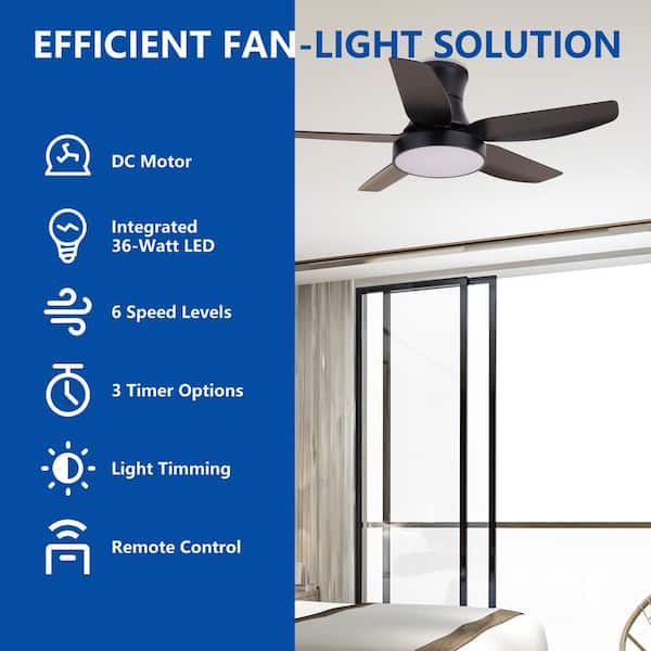 PUDO Flush Mount 42 in. Black Integrated LED Indoor Lighting