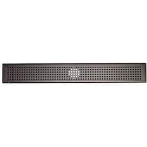 24 in. Linear Stainless Steel Shower Drain with Square Hole Pattern in Venetian Bronze