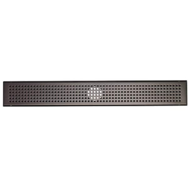 Elegante Drain Collection 24 in. Linear Stainless Steel Shower Drain with Square Hole Pattern in Venetian Bronze