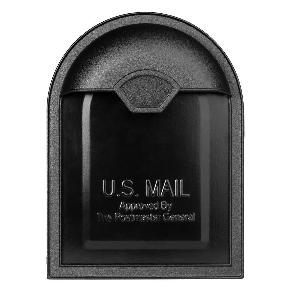 Winston Black Galvanized Steel Post Mount Mailbox with Nickel Flag