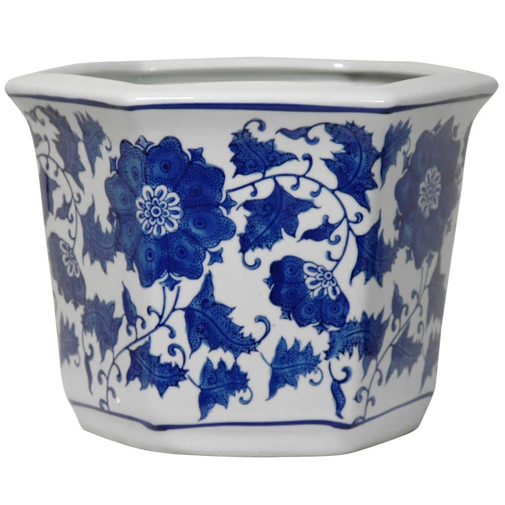 10 in. Floral Blue and White Porcelain Flower Pot price history on PriceWatchPro