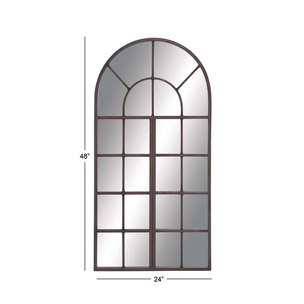 Espresso Brown Arched Windowpane Wall Mirror 24" x 48"