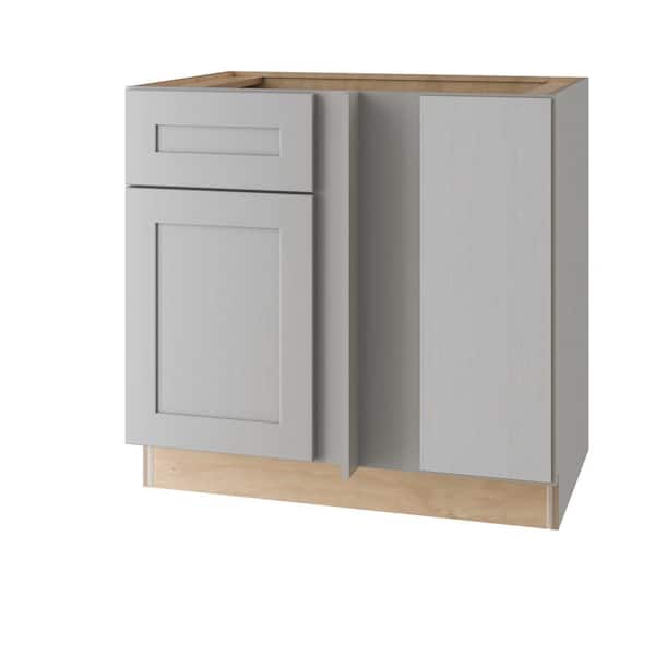 Home Decorators Collection Tremont Pearl Gray Painted Plywood Shaker Assembled Blind Corner Kitchen Cabinet Sft Cls R 36 in W x 24 in D x 34.5 in H