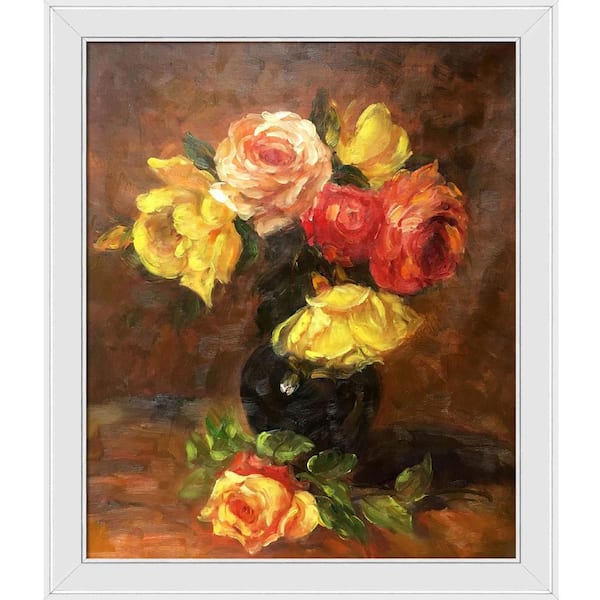 LA PASTICHE White and Pink Roses by Henri Fantin-Latour Galerie White Framed Nature Oil Painting Art Print 24 in. x 28 in.