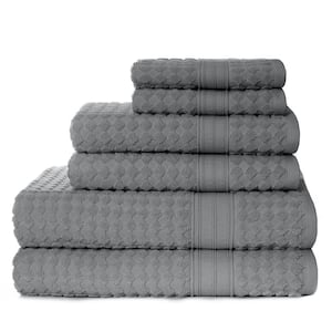 Diamond Cut 6-Piece Grey Textured Cotton Bath Towel Set