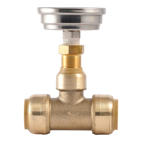 3/4 in. Push-to-Connect Brass Tee Fitting with Water Temperature Gauge 3/4 in. Push-to-Connect Brass Tee Fitting with Water Temperature Gauge