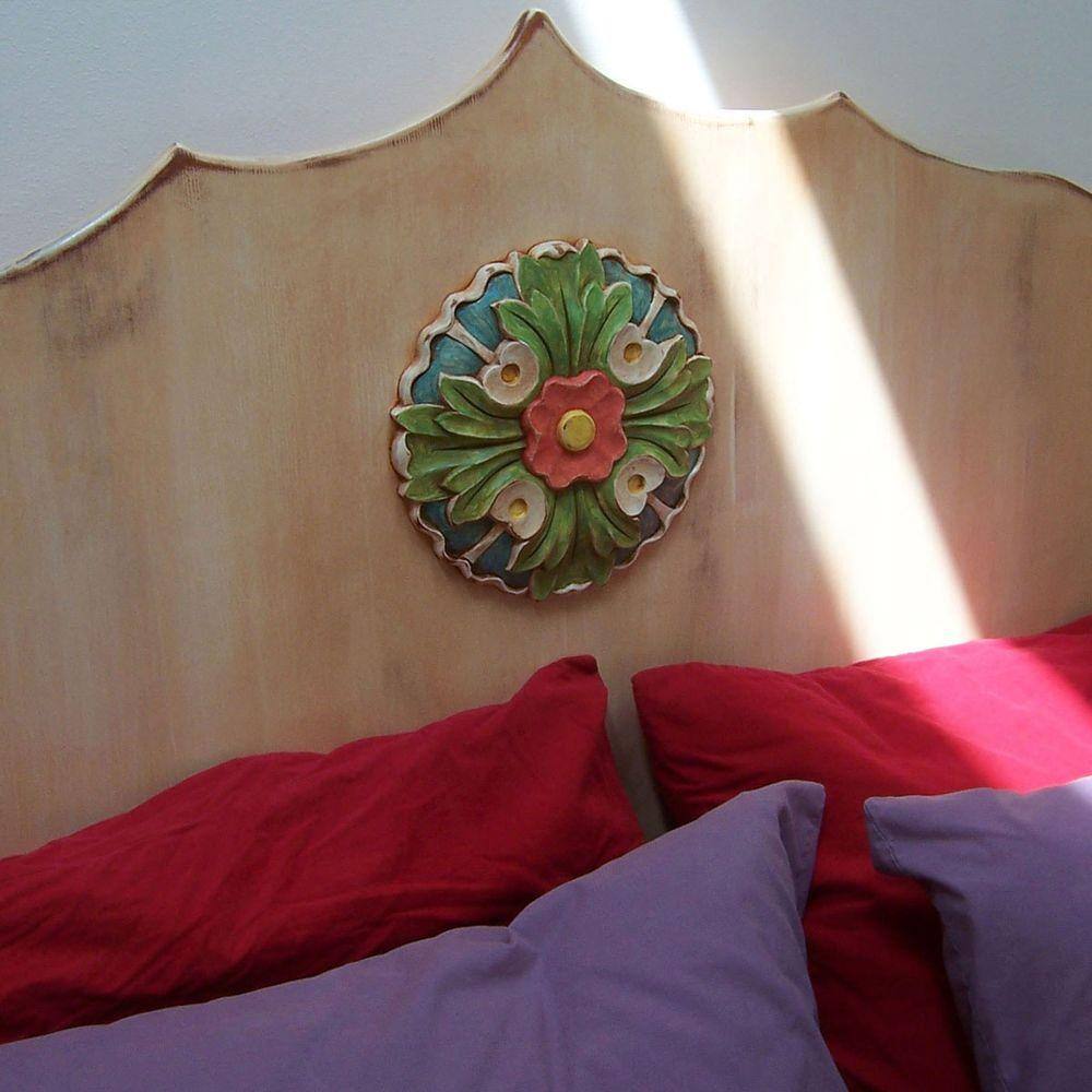 5" Unfinished Rubberwood Floral Round Rosette