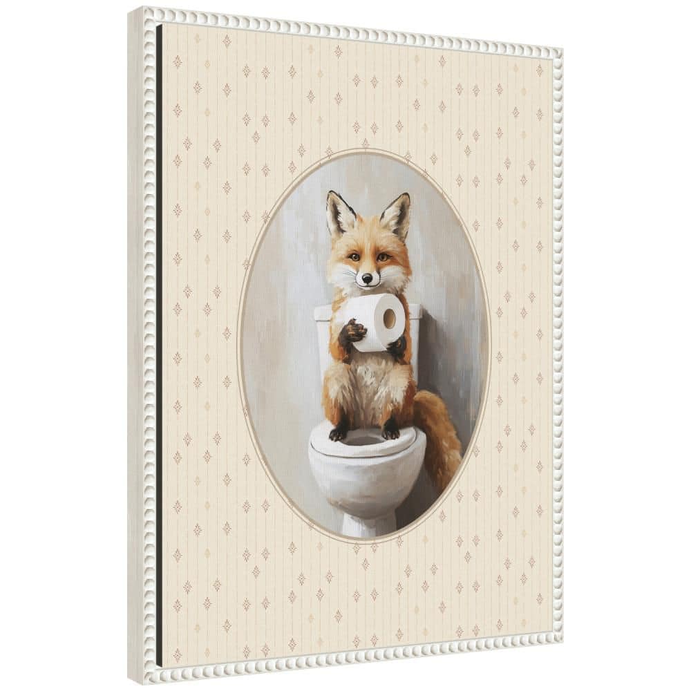 "Sylvie ""Cute Fox and Toilet Paper"" by The Creative Bunch Studio Bath Framed Canvas Art Print 24 in. x 18 in." price history on PriceWatchPro