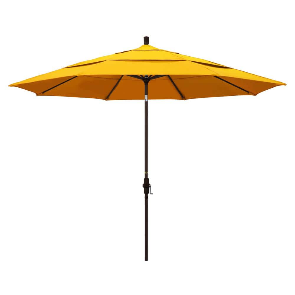 11 ft. Bronze Aluminum Pole Market Aluminum Ribs Crank Lift Outdoor Patio Umbrella in Sunflower Yellow Sunbrella price history on PriceWatchPro