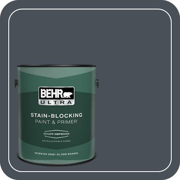 BEHR ULTRA 1 gal. #T15-2 Seared Gray Extra Durable Semi-Gloss Enamel Interior Paint & Primer