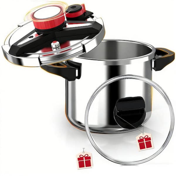 3-In-1 8 qt. Stainless Steel Explosion-Proof Pressure Cooker, One-Hand Locking, Steamer Rack Included