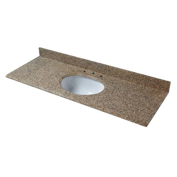 Home Decorators Collection 61 in. Granite Vanity Top in Montesol with White Basin