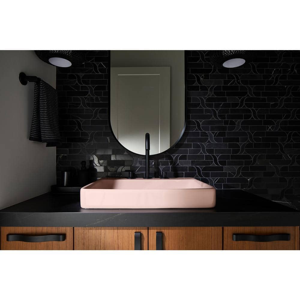 Peachblow Ceramic Rectangular Vessel Bathroom Sink with Overflow