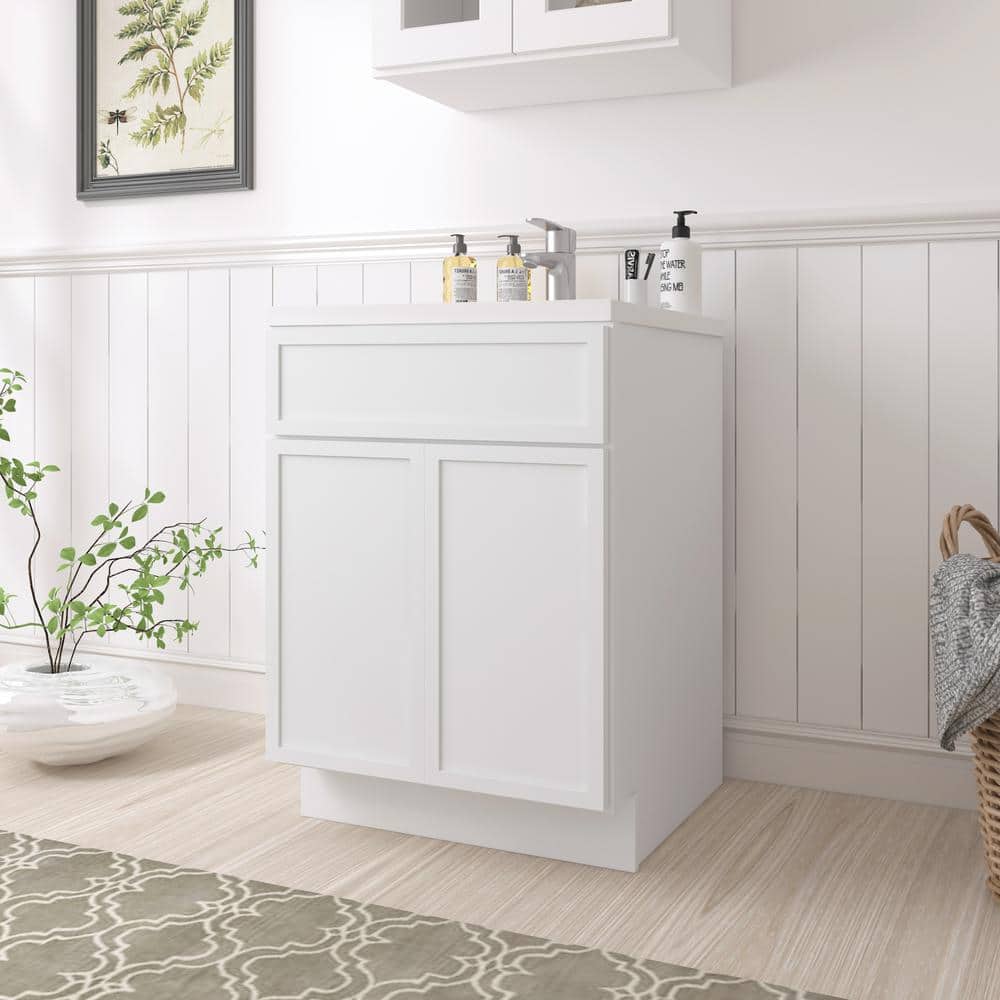 White Birch Plywood Freestanding Single Base Cabinet with Soft Close Doors