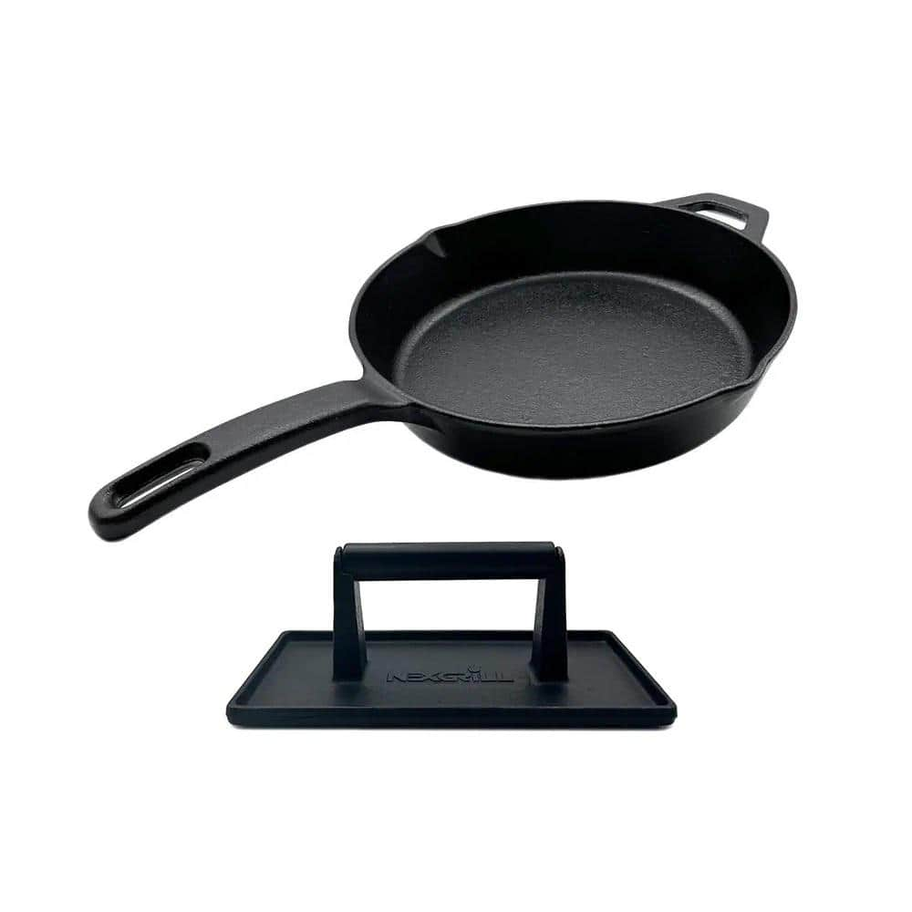 Nexgrill Cast Iron Skillet And Burger Press Set 300 10091 The Home Depot 