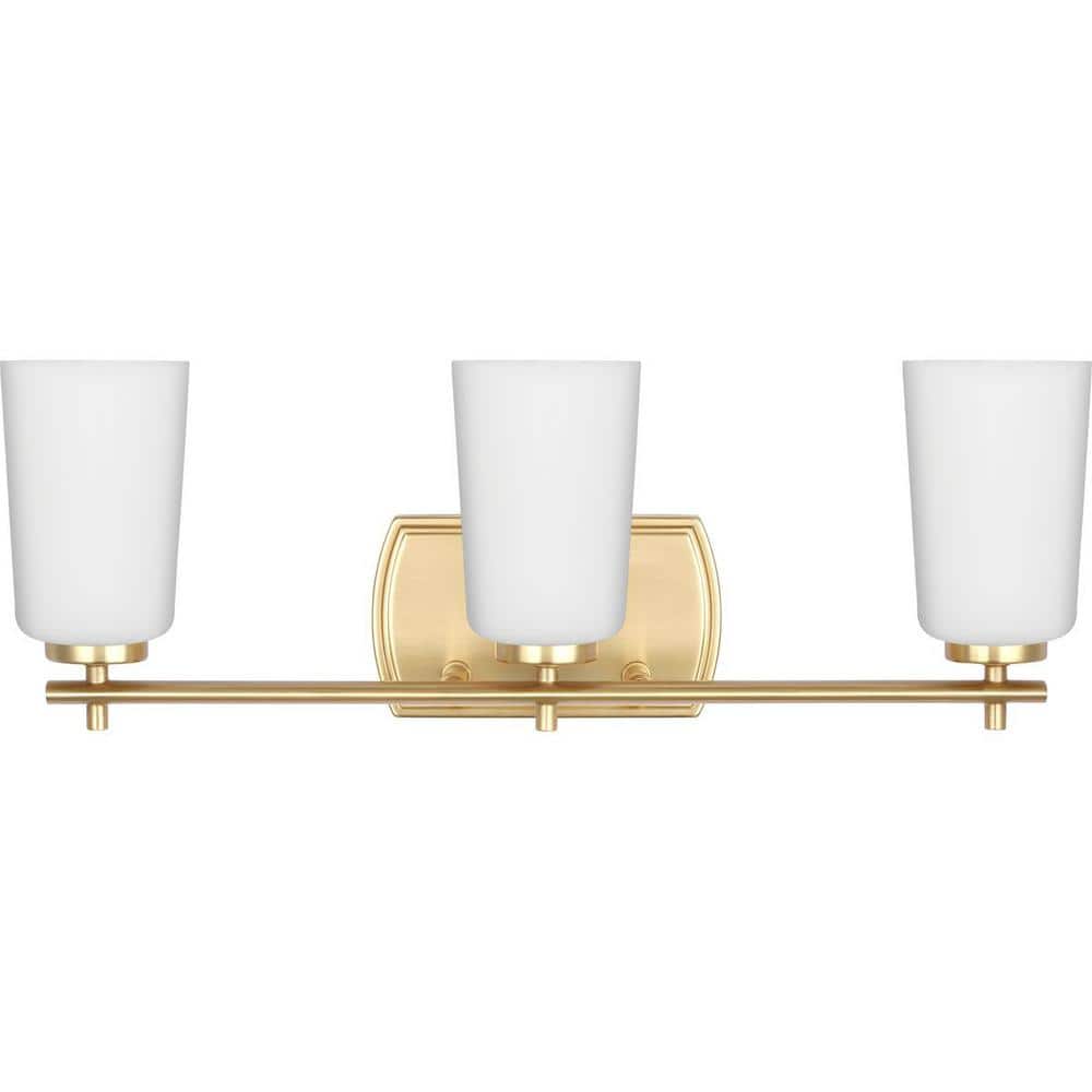 Adley 3-Light Satin Brass Vanity Light with Opal Glass Shades